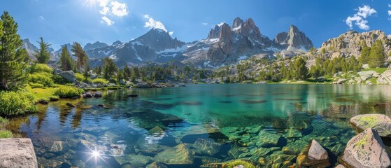 Rocky mountain range with a clear blue lake