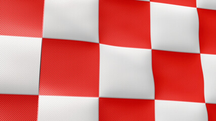 Close up of Croatian red and white check board waving flag