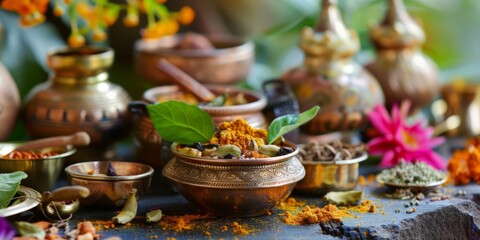 Fototapeta premium depiction of traditional herbal remedies