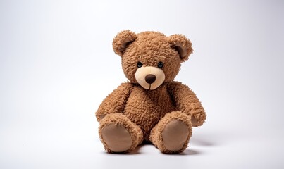 Fototapeta premium kids toy brown teddy bear on white background