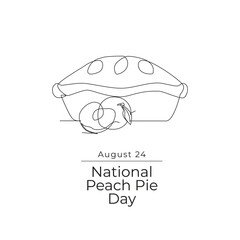 National Peach Pie Day line art design. vector line ribbon. eps 10. for celebration. continuous line.