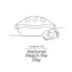 National Peach Pie Day line art design. vector line ribbon. eps 10. for celebration. continuous line.