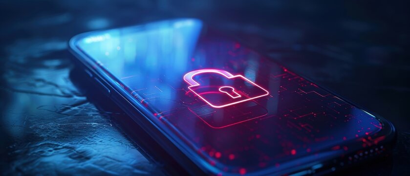 Secure digital lock icon on a mobile device screen representing encryption