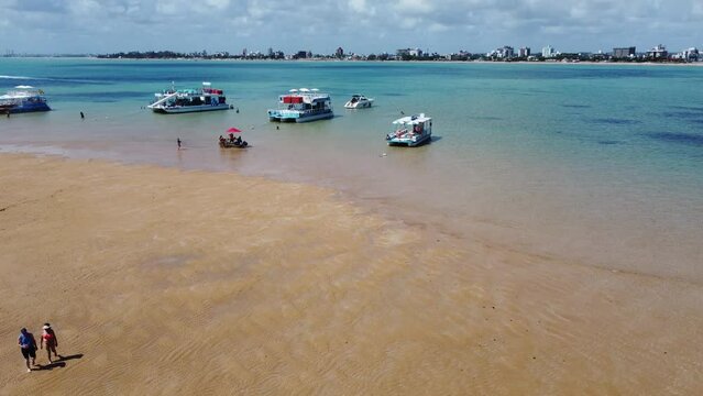 the bluest beach in Jo&atilde;o Pessoa, red sand island (a praia mais azul de Jo&atilde;o Pessoa, ilha de areia vermelha)