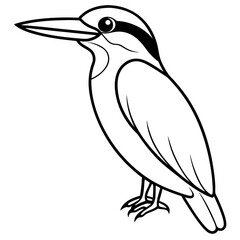 a cute Kingfisher line art vector illustration