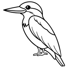 a cute Kingfisher line art vector illustration