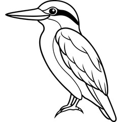 a cute Kingfisher line art vector illustration