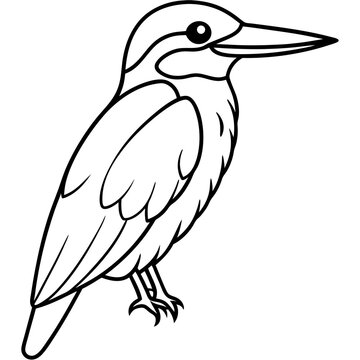 recommend clip art: a cute Kingfisher line art vector illustration