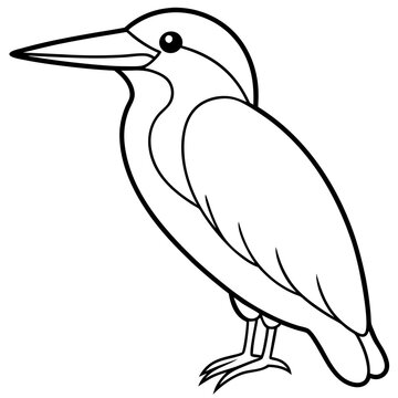 recommend clip art: a cute Kingfisher line art vector illustration