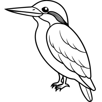 recommend clip art: a cute Kingfisher line art vector illustration