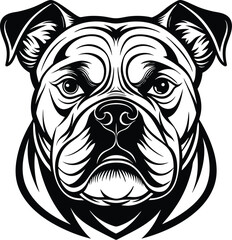 Bulldog face black silhouette and vector, bulldog face icon illustration.