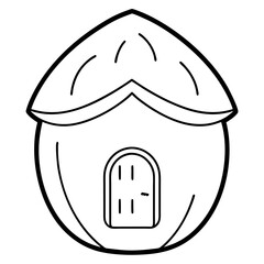cute fairy house in a walnut shell, with a small door and windows  vector