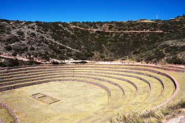Archaeological site with circular terrace complex in Moray, Peru