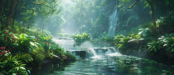 Crédence en verre imprimé Serene river flowing through a dense forest