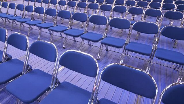 empty auditorium before a seminar, concert, primaries, debates.