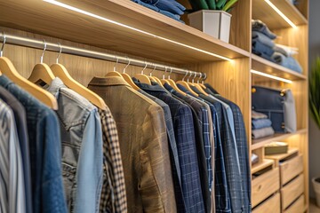 Obraz premium Close-up closet clothes rack