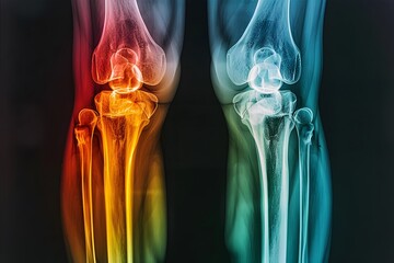 Close-up of two human knee x-rays