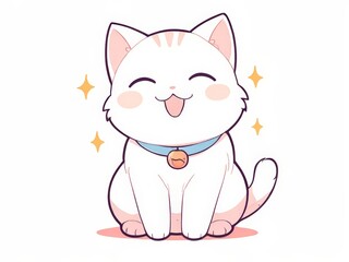 cute kitten illustration kawai design. flat cute cat illustration with pastel background. t-shirt design for cat lovers. artwork copy space
