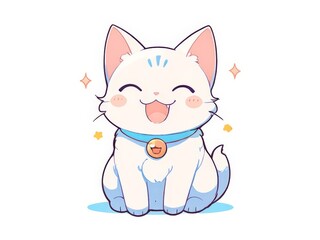 cute kitten illustration kawai design. flat cute cat illustration with pastel background. t-shirt design for cat lovers. artwork copy space