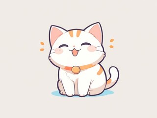 Obraz premium cute kitten illustration kawai design. flat cute cat illustration with pastel background. t-shirt design for cat lovers. artwork copy space