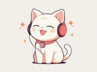 cute kitten illustration kawai design. flat cute cat illustration with pastel background. t-shirt design for cat lovers. artwork copy space