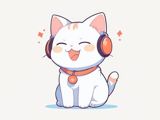 cute kitten illustration kawai design. flat cute cat illustration with pastel background. t-shirt design for cat lovers. artwork copy space