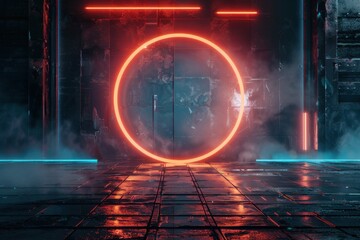 Fototapeta premium Cyberpunk Neon Glow Circle.