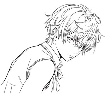 Anime character black and white Vector Image
