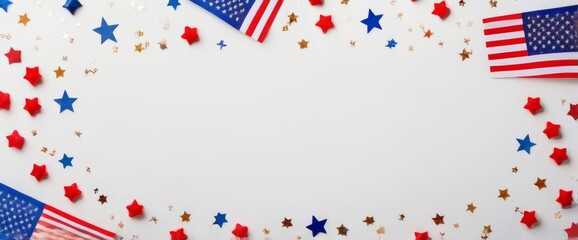 Obraz premium Starry frame on navy background with copy space, 4th july concept, usa concept. Patriotic Stars Frame. 