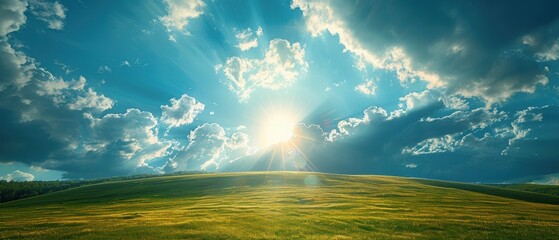 Sky with swirling clouds and bright sunlight breaking through, creating a dramatic and uplifting natural scene, Photography, high dynamic range (HDR),