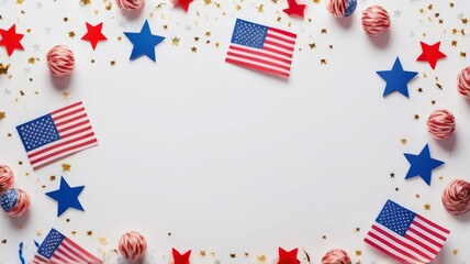 Obraz premium Starry frame on navy background with copy space, 4th july concept, usa concept. Patriotic Stars Frame. 
