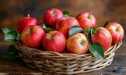 Freshly picked apples in a basket