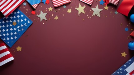 Obraz premium Starry frame on navy background with copy space, 4th july concept, usa concept. Patriotic Stars Frame. 