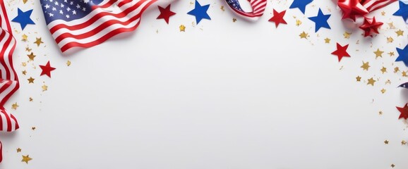 Obraz premium Starry frame on navy background with copy space, 4th july concept, usa concept. Patriotic Stars Frame. 