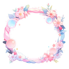 frame with flowers and butterflies