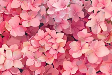 Pink hydrangea flowers close-up. Vector illustration. Floral spring summer background. Postcard for the holiday, March 8, Mother's Day