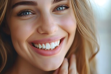 Fototapeta premium Woman smiling holding toothbrush