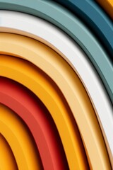 Obraz premium Colorful abstract background of layered, curved lines in warm and cool tones, creating a vibrant and dynamic visual effect.