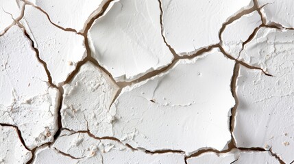 Obraz premium High-resolution close-up of a deteriorating concrete wall, featuring peeling paint and deep cracks, capturing the essence of urban decay