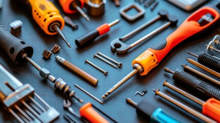 Fototapeta premium Professional tools set for repairing phones, smartphones and computers