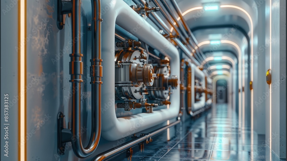 Aufkleber Technical systems, driven maintenance systems in a high tech industry reducing downtime and enhancing productivity. Generative AI.