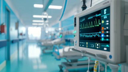 Fototapeta premium A photograph of a vital signs monitor in a hospital setting
