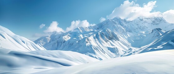Fototapeta premium Snowy mountains with fresh powder and a clear sky