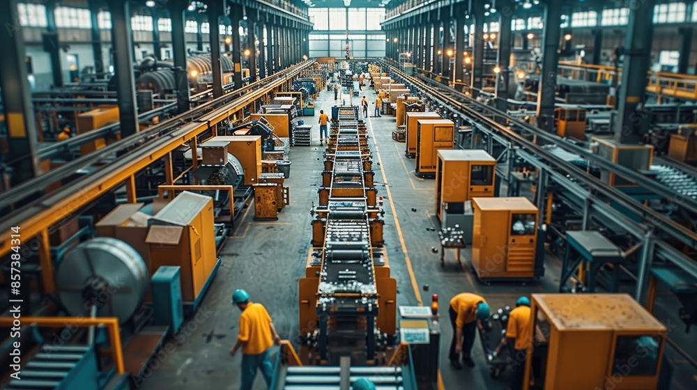 Leinwandbilder a factory interior with machines and workers engaged in each stage of the production line. generativ