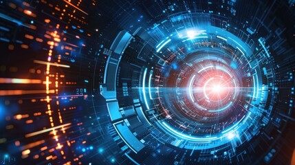 Obraz premium Abstract circular tunnel graphic computer technology background