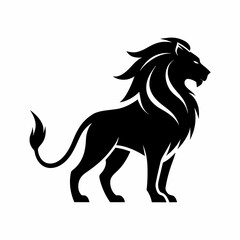 Lion in a sleek black silhouette vector illustration
