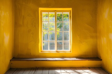 Yellow room window bench