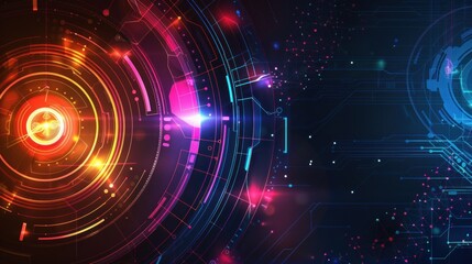 Obraz premium Abstract circular tunnel graphic computer technology background