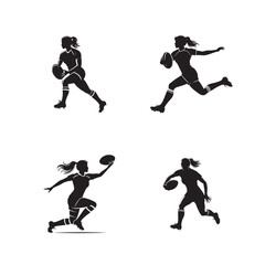Ladies Rugby Player Silhouette Vector Illustration