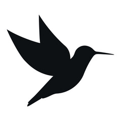 Colibri bird silhouette isolated on white background. Hummingbird shadow. Vector illustration
